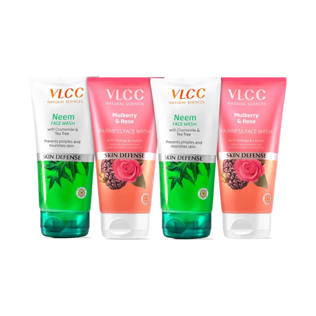 VLCC Neem with Chamomile Tea Tree & Mulberry Rose Face Wash Combo - VLCC
