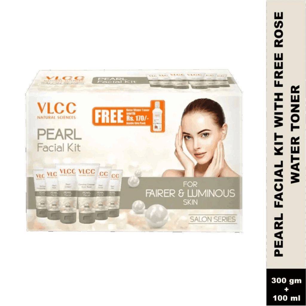 VLCC Pearl Premium Facial Kit with FREE Rose Water Toner (400g) - VLCC