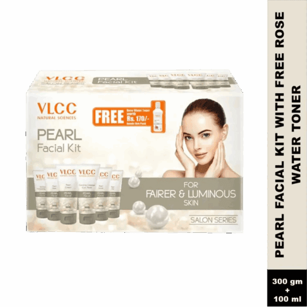 VLCC Pearl Premium Facial Kit with FREE Rose Water Toner (400g) - VLCC