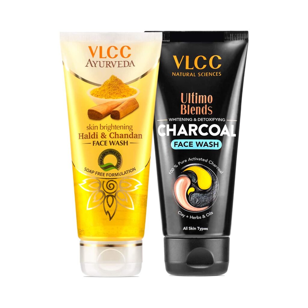VLCC Ultimo Blends Charcoal & Ayurveda Skin Brightening Haldi & Chandan Face Wash Combo - VLCC