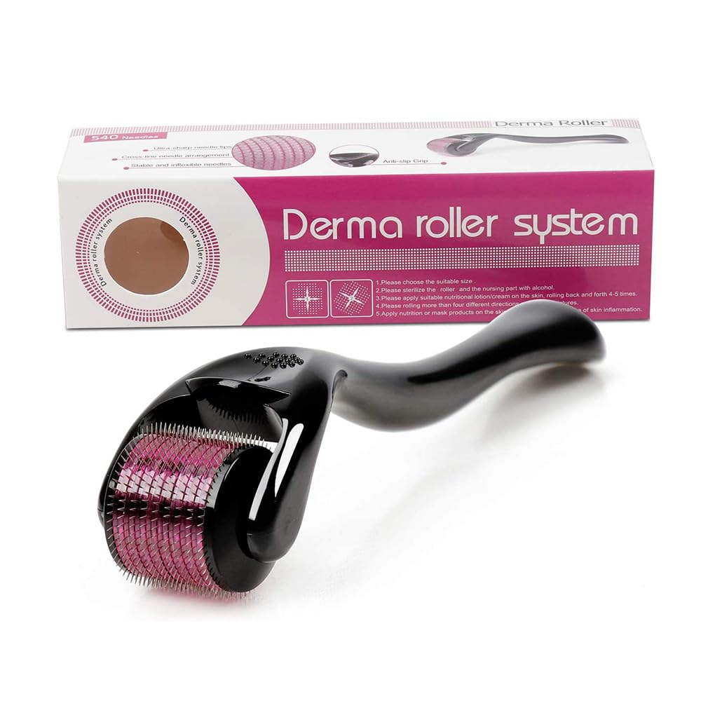 VM Derma Roller 0.5mm with 540 Titanium Needles | Repairs Damaged Hair | Activates Hair Follicles | Hair Fall & Hair Thickening | Beard Regrowth | Reduces Acne Scars | For Men &...