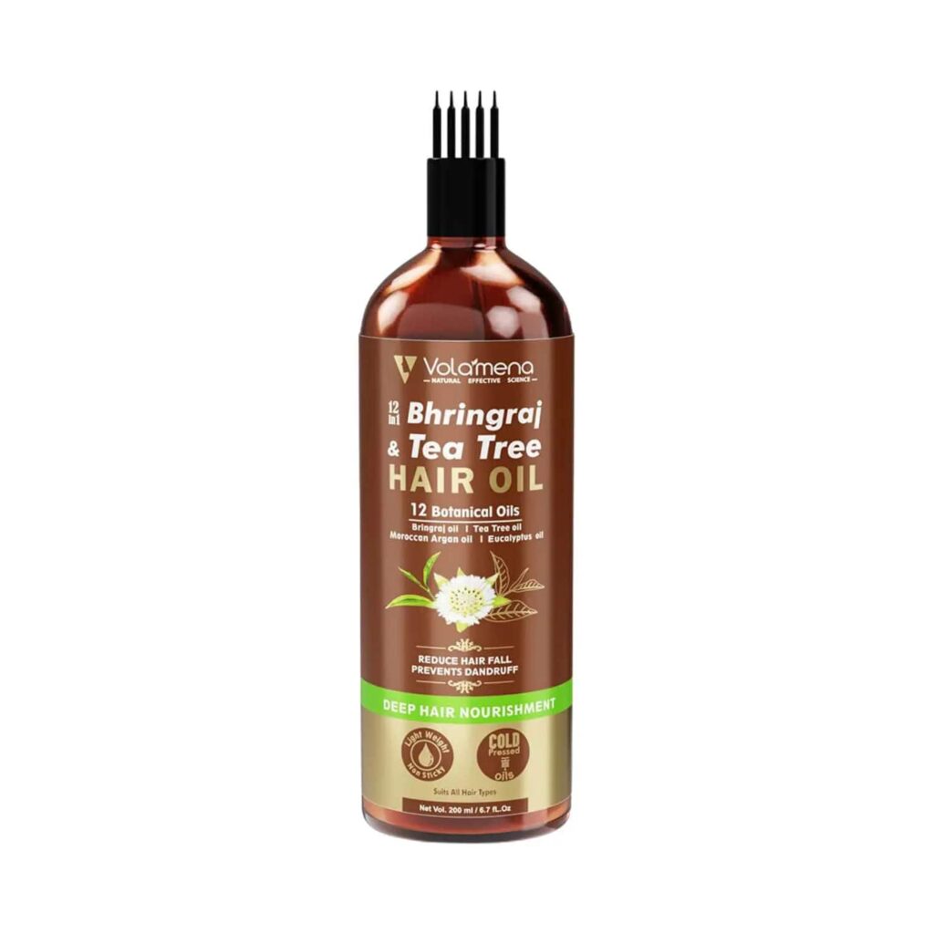 Volamena 12-In-1 Bhringraj & Tea Tree Hair Oil (200ml) - Volamena