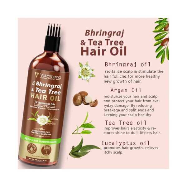 Volamena 12-In-1 Bhringraj & Tea Tree Hair Oil (200ml) - Volamena