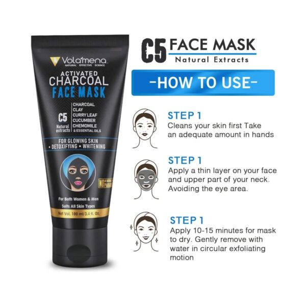Volamena Activated Charcoal C5 Face Mask (100ml) - Volamena