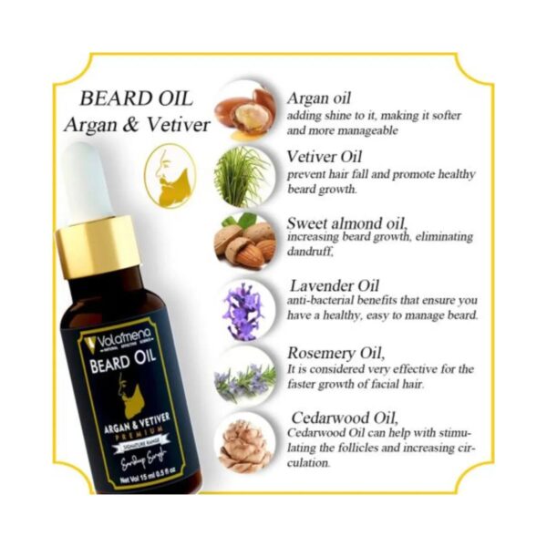 Volamena Argan & Vetiver Beard Oil (15ml) - Volamena