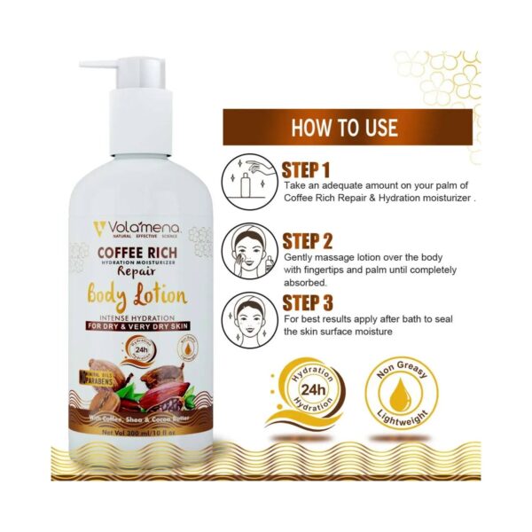 Volamena Coffee Rich Hydration Moisturizer Repair Body Lotion (300ml) - Volamena