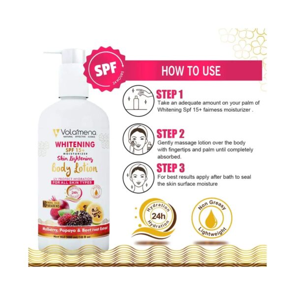Volamena Whitening Moisturizer Skin Lightening Body Lotion With SPF 15++ (300ml) - Volamena