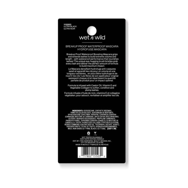 Wet n Wild Breakup Proof Waterproof Boosting Mascara - Ultra Black (8 ml) - Wet n Wild