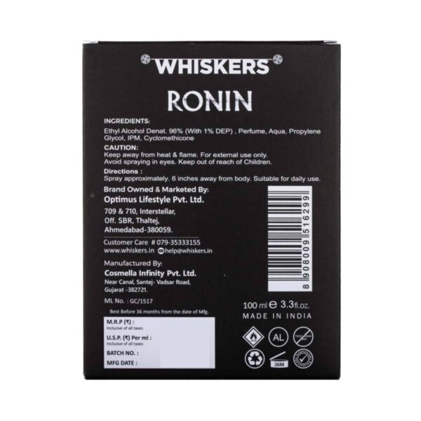 WHISKERS Ronin Eau De Parfum For Men (100 ml) - WHISKERS