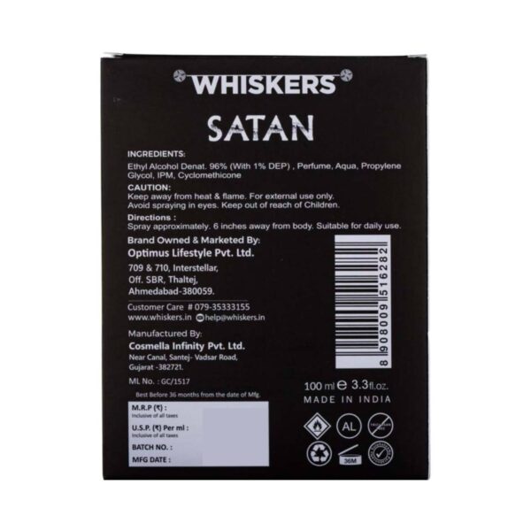 WHISKERS Satan Eau De Parfum For Men (100 ml) - WHISKERS