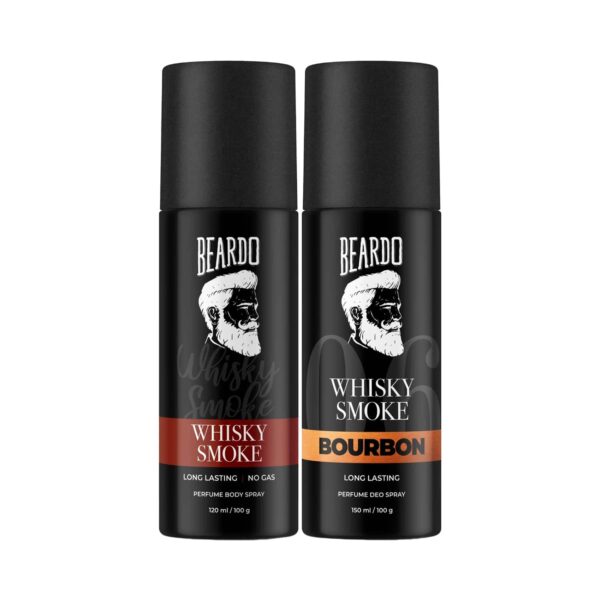 Whisky Smoke & Bourbon Long Lasting Deo Body Spray Combo For Men (2 pcs) - Beardo