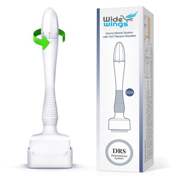 WIDEWINGS Derma Stamp For Women and Men, 100 Titanium Adjustable Microneedling Derma Stamp Face & Hair & Beard & Scalp - Derma Roller Alternative Skin Care
