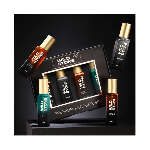 Wild Stone Cigar Ammo Night Rider & Edge Perfume Gift Set for Men (4 pcs) - Wild Stone