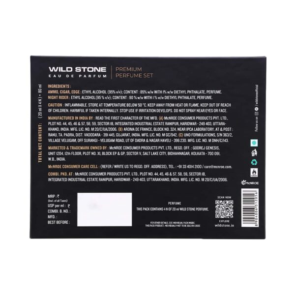 Wild Stone Cigar Ammo Night Rider & Edge Perfume Gift Set for Men (4 pcs) - Wild Stone