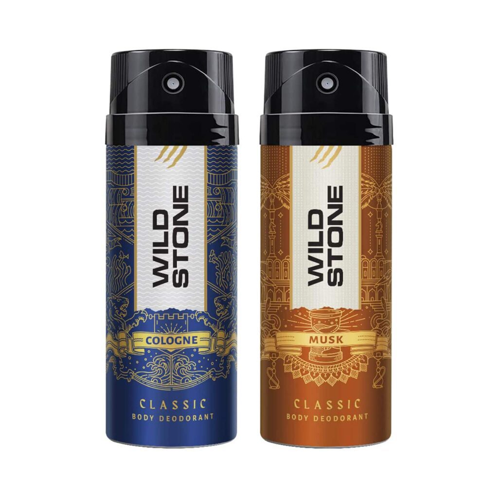 Wild Stone Classic Cologne and Musk Deodorant for Men Logng Lasting Deo Body Spray (Pack of 2) Combo - Wild Stone
