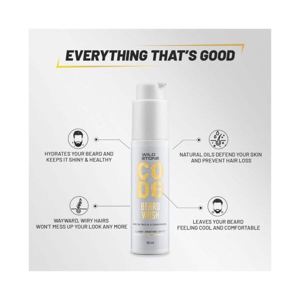 Wild Stone Code Anti Dandruff Beard Wash (50ml) - Wild Stone