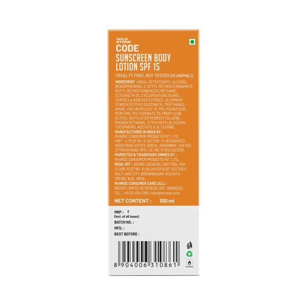 Wild Stone Code Sunscreen Body Lotion SPF 15 (100ml) - Wild Stone