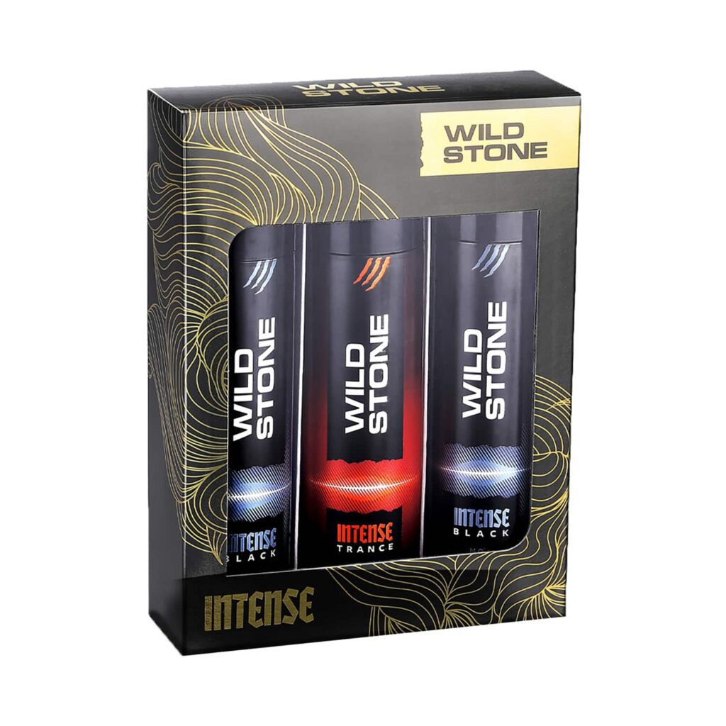 Wild Stone Intense Black and Trance No Gas Deodorant Gift Set for Men (3 pcs) - Wild Stone