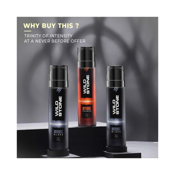 Wild Stone Intense Black and Trance No Gas Deodorant Gift Set for Men (3 pcs) - Wild Stone