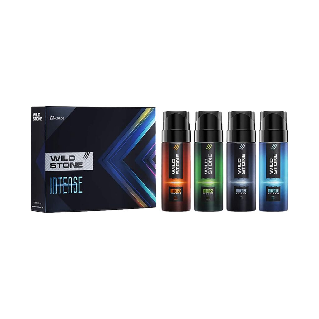 Wild Stone Intense No Gas Mini Deodorant Travel Pack Gift Set (4Pcs) - Wild Stone