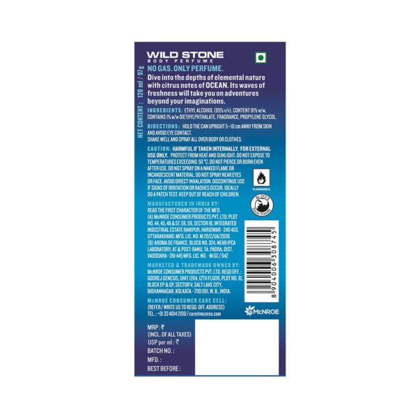 Wild Stone Intense Ocean Body Deodorant For Men (120 ml) - Wild Stone
