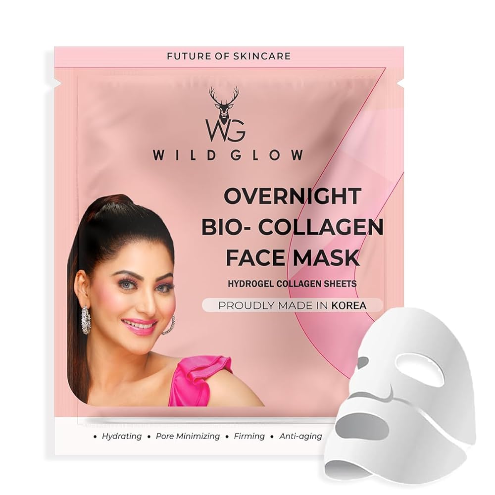 WILDGLOW Korean Glass Skin Bio-Collagen Overnight Face Mask for Deep Hydration, Pigmentation, Anti-Aging & Pore Minimizing | Hyaluronic Acid, Niacinamide, Vitamin E & Centella |...