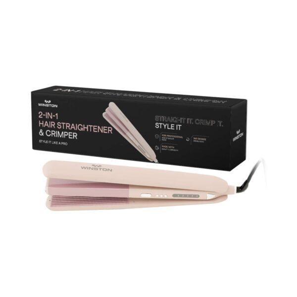 WINSTON 2 In 1 Hair Straightener Crimper Hair Styler With Multiple Temperature 50W - Pink (1Pc) - WINSTON