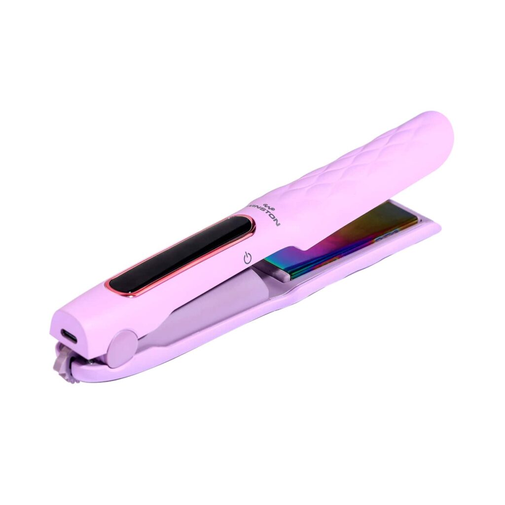 WINSTON Cordless Hair Straightener and Curler with Titanium Plate - Lavender (1Pc) - WINSTON