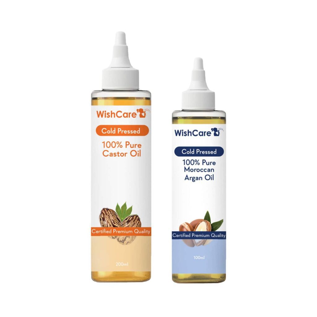 WishCare 100% Premium Cold Pressed Castor Oil (200 ml) & Argan Oil - (100 ml) - WishCare