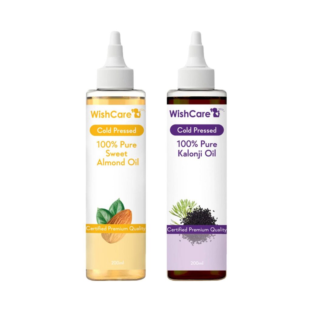 WishCare 100% Pure Cold Pressed Almond Oil & Kalonji Black Onion Seed Oil Combo - (200 ml each) - WishCare