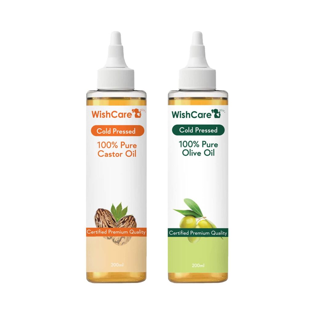 WishCare 100% Pure Cold Pressed Castor Oil & Olive Oil Combo - ( 200 ml each) - WishCare