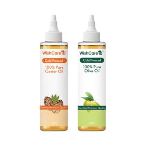 WishCare 100% Pure Cold Pressed Castor Oil & Olive Oil Combo - ( 200 ml each) - WishCare