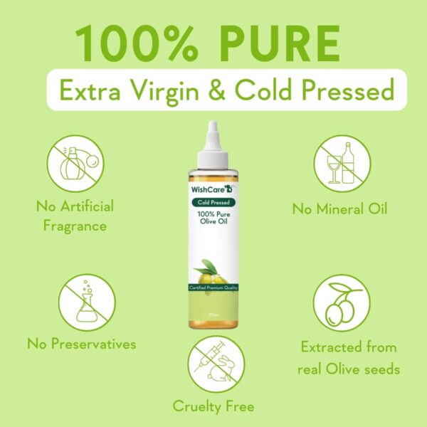 WishCare 100% Pure Cold Pressed Olive Oil & Black Castor Oil Combo - (200 ml each) - WishCare