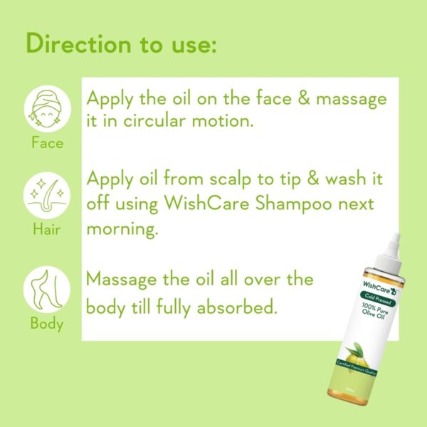 WishCare 100% Pure Cold Pressed Olive Oil & Black Castor Oil Combo - (200 ml each) - WishCare