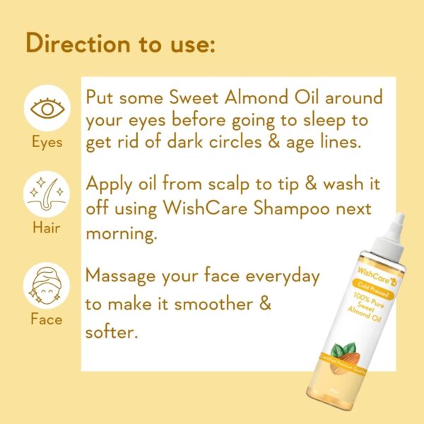WishCare 100% Pure Cold Pressed Olive Oil & Sweet Almond Oil Combo - (200 ml each) - WishCare