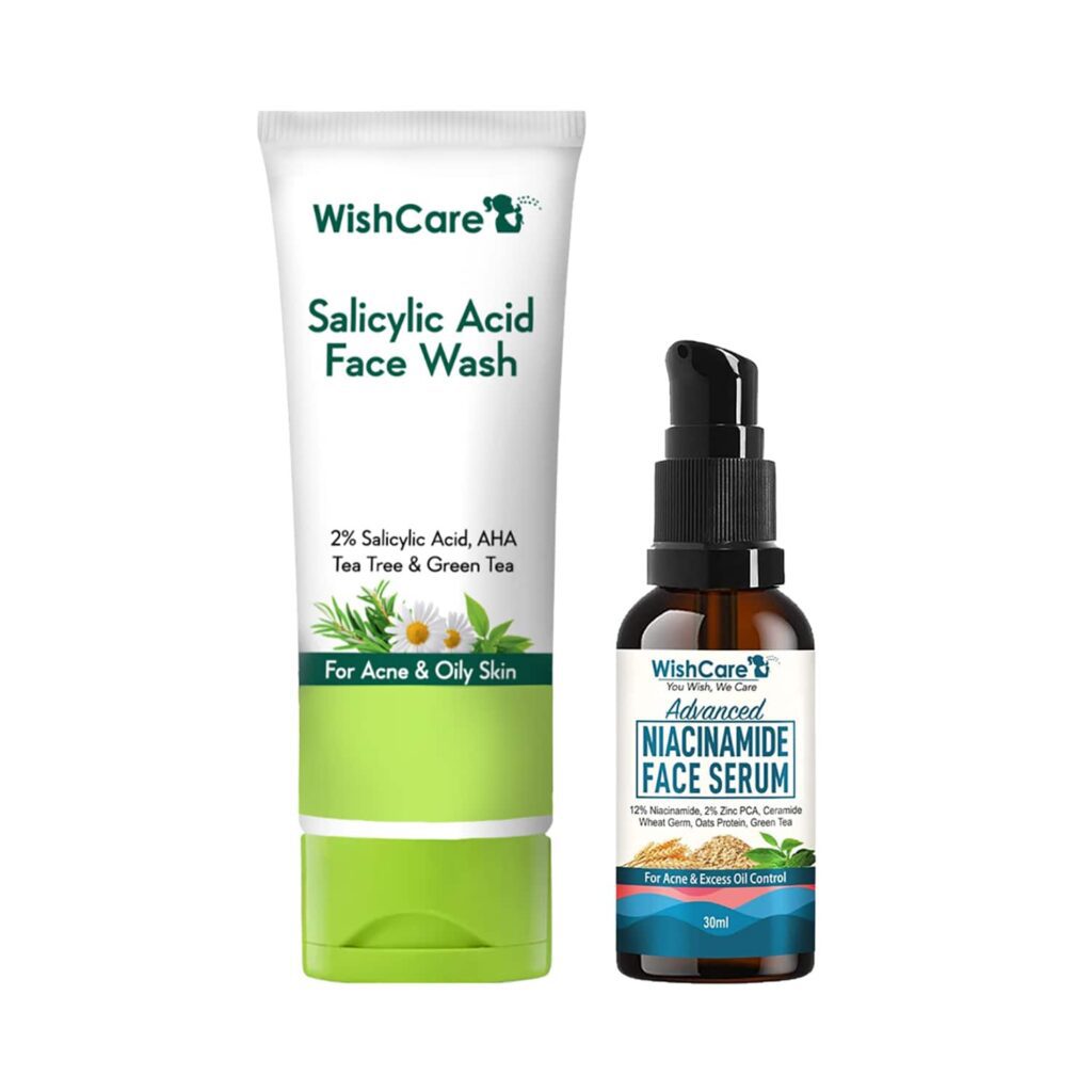 WishCare Anti Acne Kit with 2% Salicylic Acid Face Wash & Niacinamide Face Serum Combo (100ml+30 ml) - WishCare
