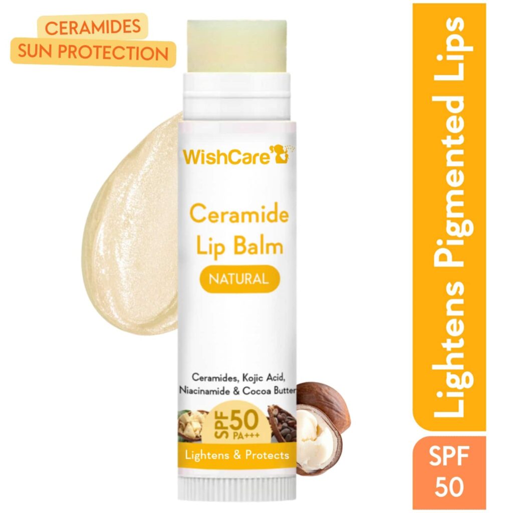WishCare Ceramide Lip Balm with SPF 50 PA+++ Kojic Acid & Niacinamide (5g) - WishCare