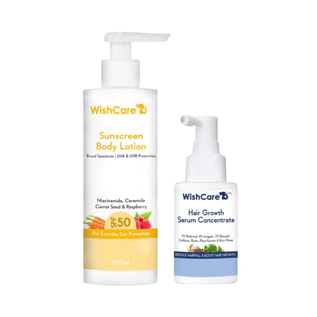 WishCare Hair Growth Serum Concentrate (30 ml) & SPF 50 Sunscreen Body Lotion (200 ml) Combo - WishCare