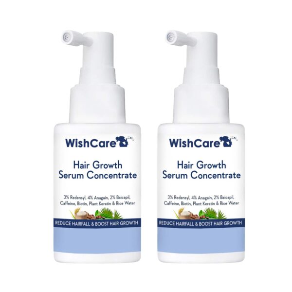 WishCare Hair Growth Serum Concentrate - Anagain, Caffeine, Biotin, Keratin & Rice Water (Pack of 2) - WishCare