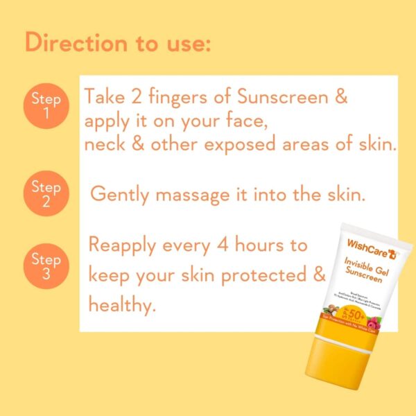 WishCare Invisible Gel Sunscreen SPF 50+ PA++++ - Broad Spectrum Protection with No White Cast (50 g) - WishCare