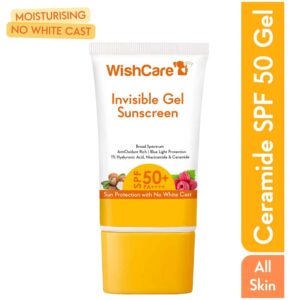 WishCare Invisible Gel Sunscreen SPF 50+ PA++++ - Broad Spectrum Protection with No White Cast (50 g) - WishCare