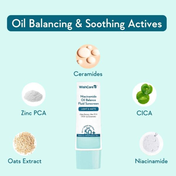 WishCare Niacinamide Oil Balance Sunscreen SPF 50 PA++++ (50 g) - WishCare