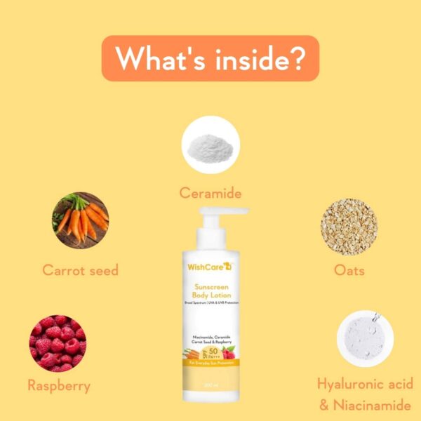 WishCare Sunscreen SPF 50 for Face, Body & Lips- With No White Cast - WishCare
