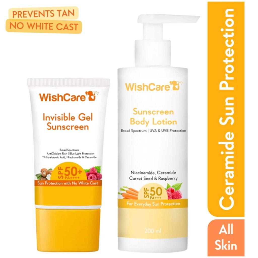 WishCare Sunscreen SPF50 for Women & Men Body & Face Care Combo (200ml + 50g) - WishCare