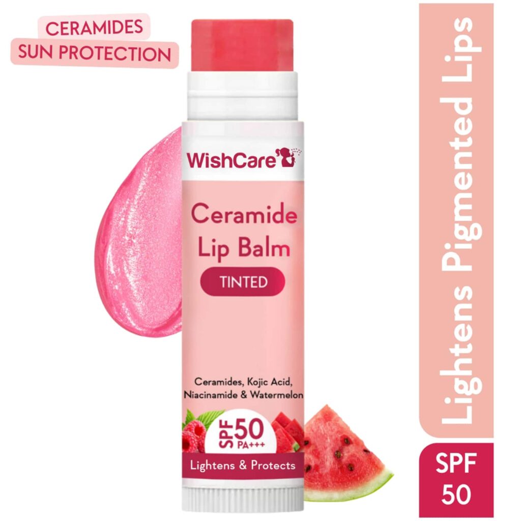 WishCare Tinted Ceramide Lip Balm with SPF 50 PA+++ Kojic Acid & Niacinamide (5g) - WishCare