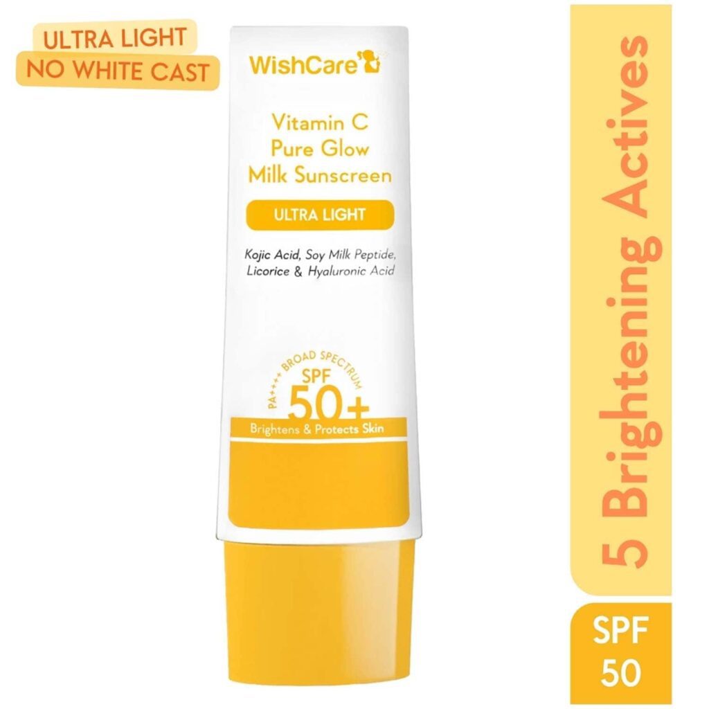 WishCare Vitamin C Pure Glow Face Sunscreen SPF 50 PA++++ (50 g) - WishCare