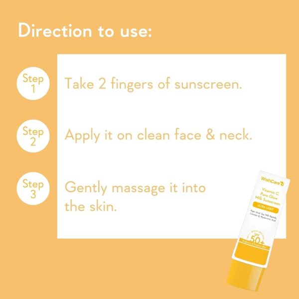 WishCare Vitamin C Pure Glow Face Sunscreen SPF 50 PA++++ (50 g) - WishCare