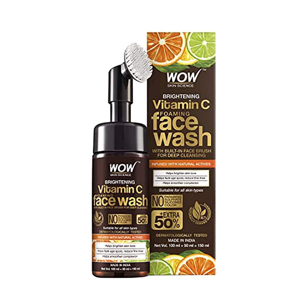 WOW SKIN SCIENCE Brightening Vitamin C Foaming Face Wash With Built-In Face Brush (150ml) - WOW SKIN SCIENCE