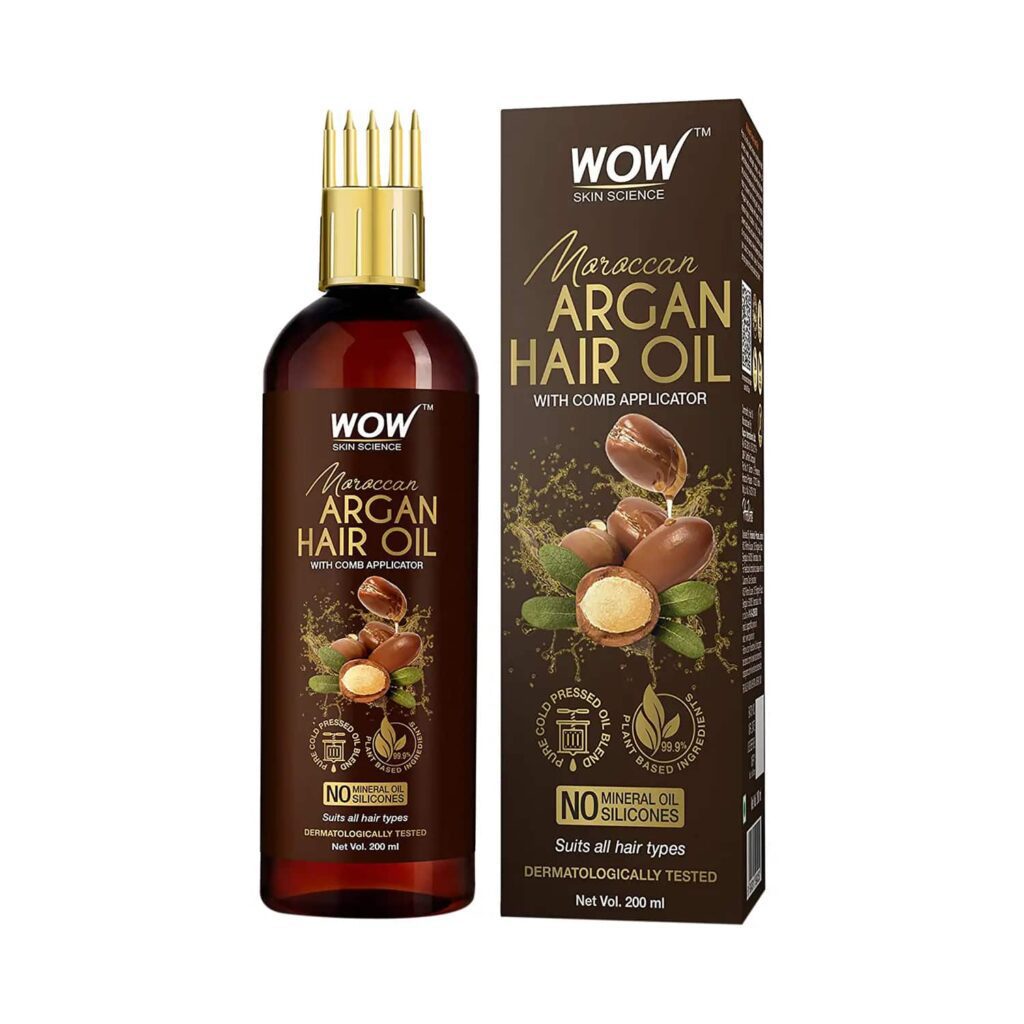 WOW SKIN SCIENCE Moroccan Argan Hair Oil with Comb Applicator (200ml) - WOW SKIN SCIENCE