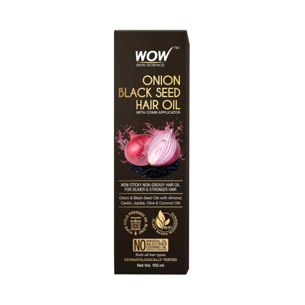 WOW SKIN SCIENCE Onion Black Seed Hair Oil With Comb Applicator (100ml) - WOW SKIN SCIENCE
